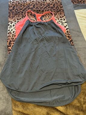 LULU LEMON Racerback Tank - Coral/Charcoal